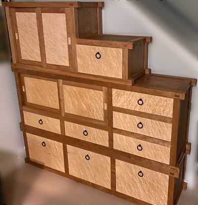 Cherry and Birdseye Maple Tansu