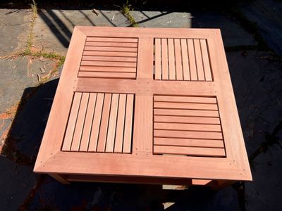 Quartersawn Redwood Parquet Table — detail 1